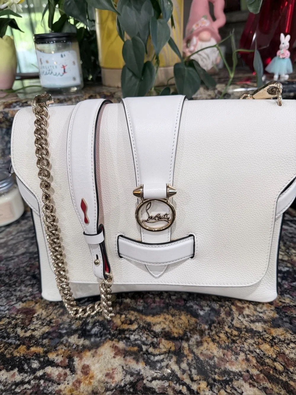 Christian Louboutin White Leather Roubylou Shoulder Bag with 2 straps - Picture 1 of 16